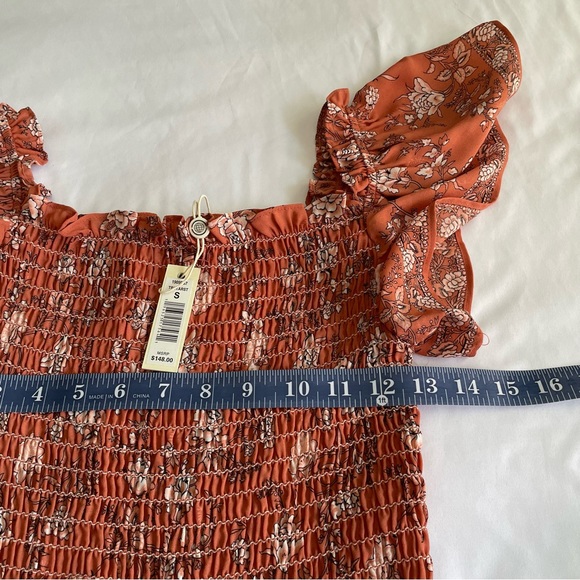 New Max Studio Paisley Flutter Sleeve Maxi Dress, Terracota Rosa Toile, Sz Small - Picture 8 of 15
